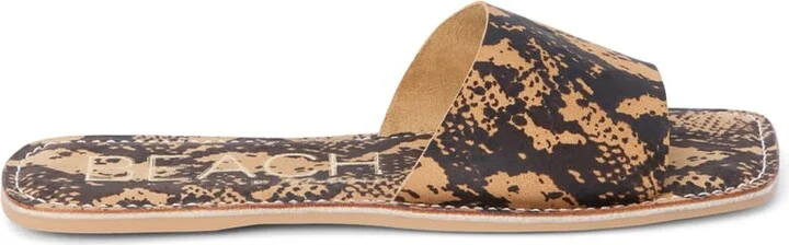 BEACH by Matisse Womens Bali Print Slide Flat Casual Sandals Casual - Black
