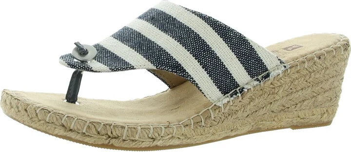 Beachball Womens Cushioned Footbed Canvas Wedge Sandals