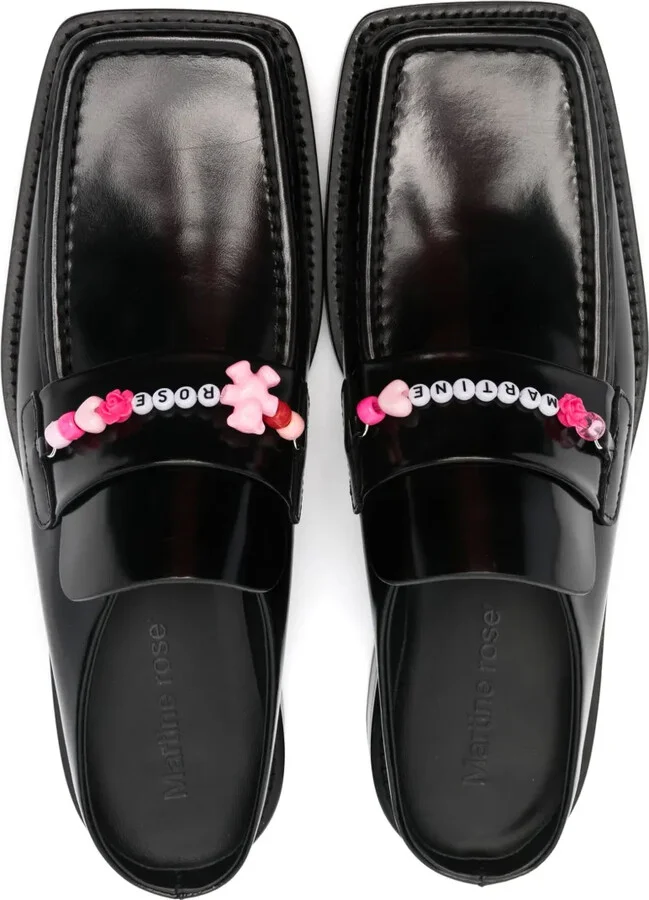 Bead Chain Leather Loafers - Image 4