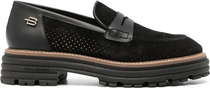 Bead-Detail Suede Loafers