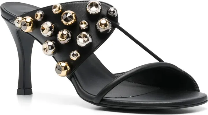 Bead-Embellished 90mm Artificial-Leather Sandals - Image 2