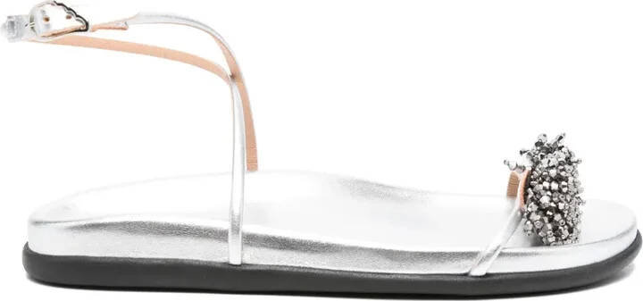 Bead-Embellished Ankle-Strap Sandals