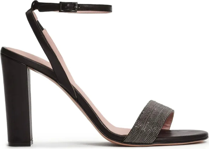 Bead-Embellished Block-Heel Sandals