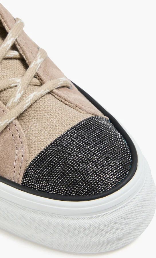 Bead-embellished canvas high-top sneakers - Image 4
