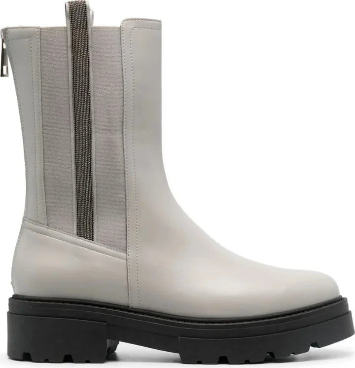 Bead-Embellished Combat Boots