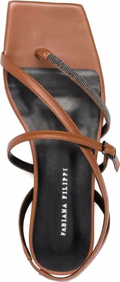 Bead-Embellished Cross-Strap Sandals - Image 4