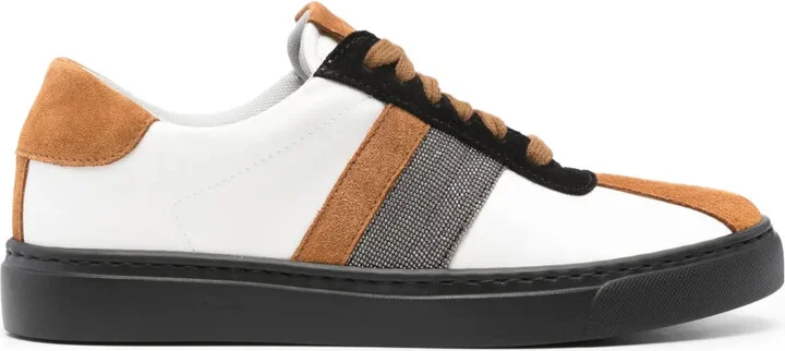 Bead-Embellished Lace-Up Sneakers