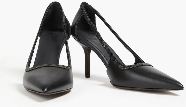 Bead-embellished leather pumps - Image 2