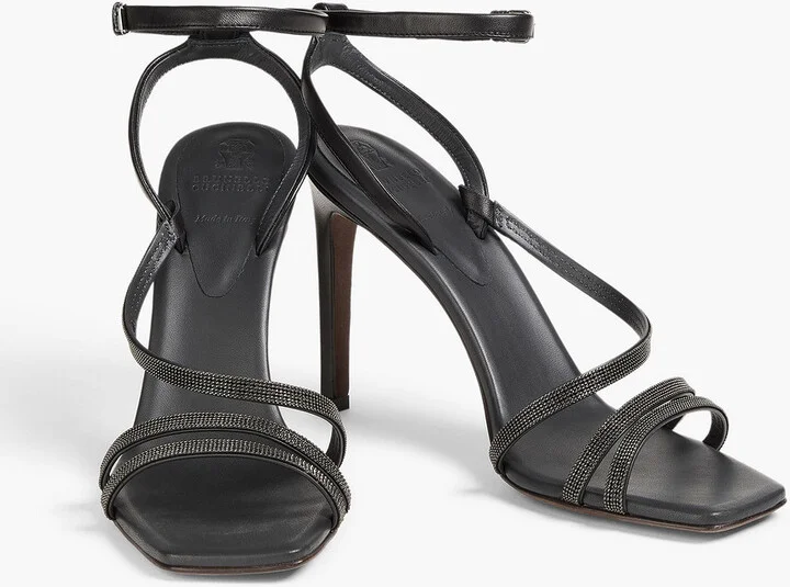 Bead-embellished leather sandals - Image 2