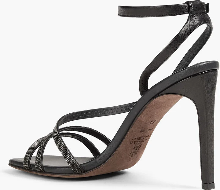 Bead-embellished leather sandals - Image 3