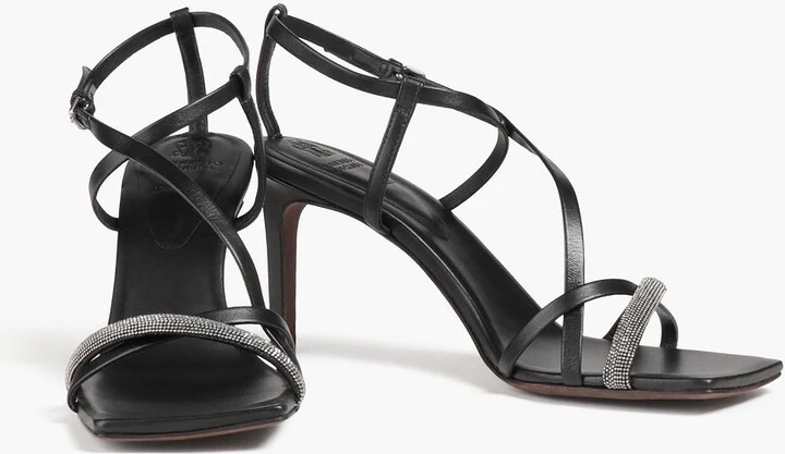 Bead-embellished leather sandals - Image 2