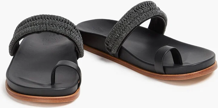 Bead-embellished leather sandals - Image 2