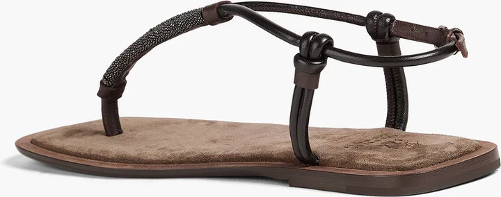 Bead-embellished leather sandals - Image 3