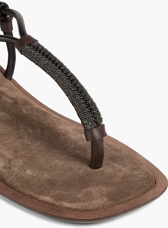 Bead-embellished leather sandals - Image 4