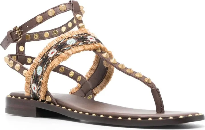 Bead-Embellished Leather Sandals - Image 2