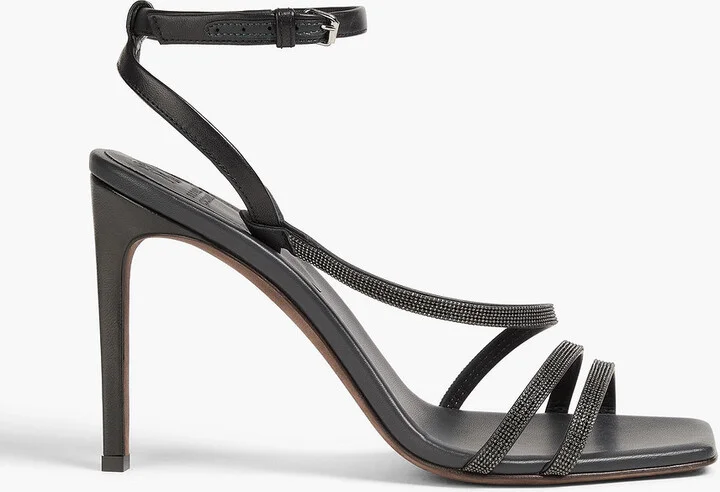 Bead-embellished leather sandals