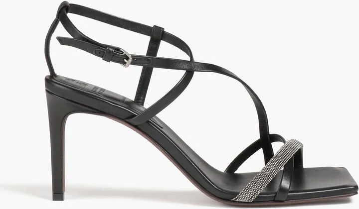 Bead-embellished leather sandals