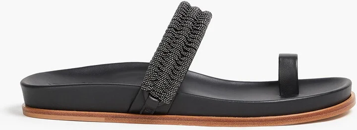Bead-embellished leather sandals