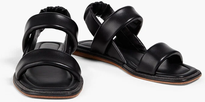 Bead-embellished leather slingback sandals - Image 2