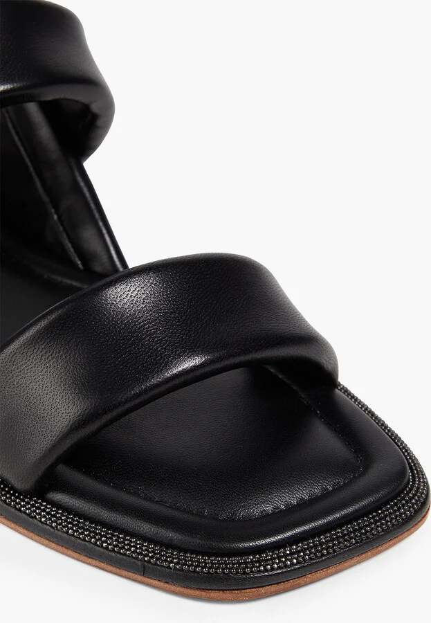 Bead-embellished leather slingback sandals - Image 4