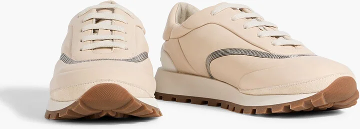 Bead-embellished leather sneakers - Image 2
