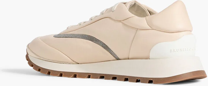 Bead-embellished leather sneakers - Image 3