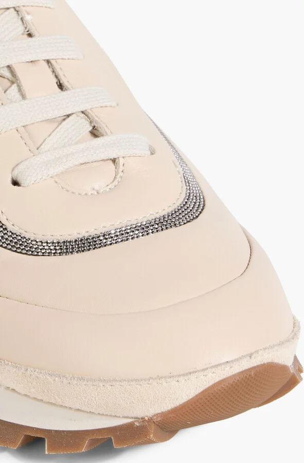 Bead-embellished leather sneakers - Image 4