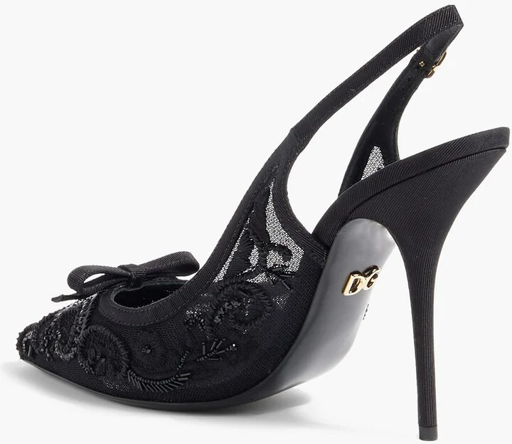 Bead-embellished mesh slingback pumps - Image 3