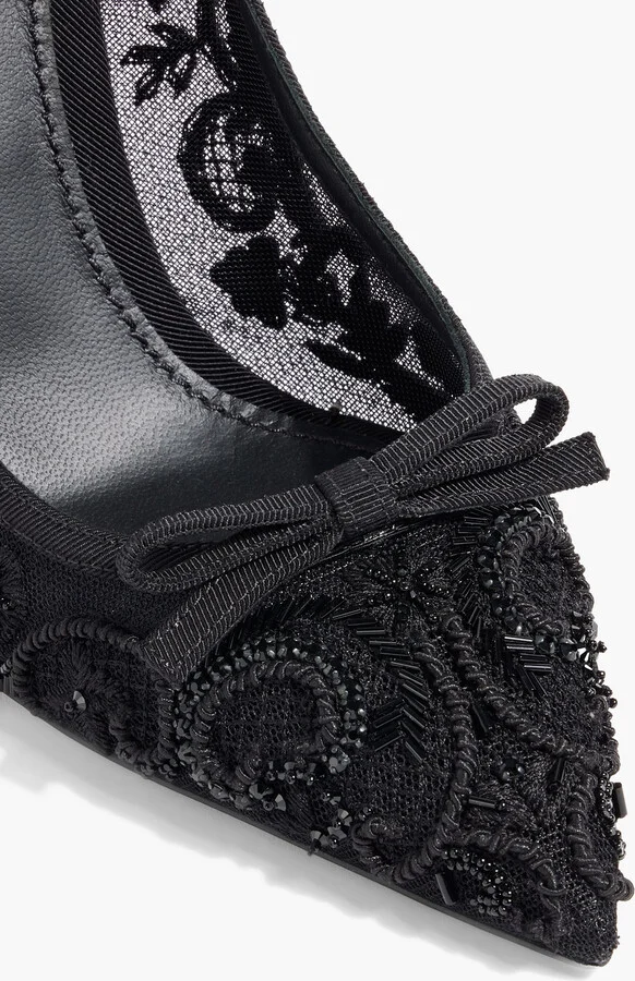 Bead-embellished mesh slingback pumps - Image 4