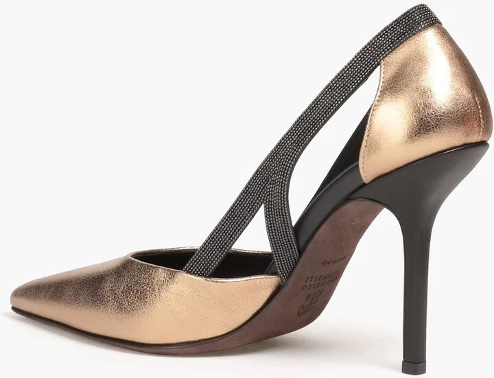 Bead-embellished mirrored-leather pumps - Image 3