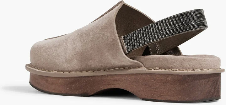 Bead-embellished suede clogs - Image 3