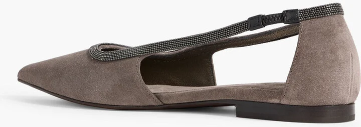 Bead-embellished suede point-toe flats - Image 3