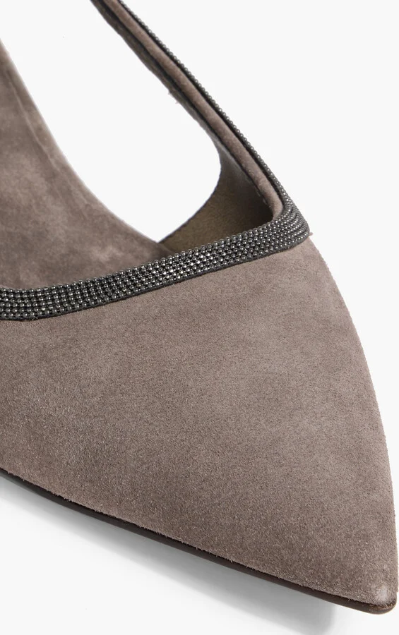 Bead-embellished suede point-toe flats - Image 4