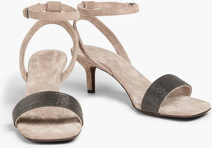 Bead-embellished suede sandals - Image 2
