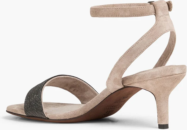 Bead-embellished suede sandals - Image 3