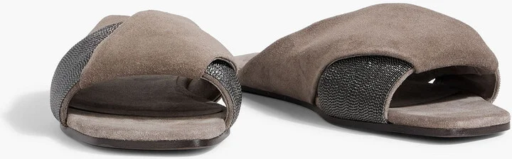 Bead-embellished suede sandals - Image 2