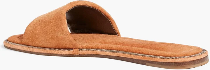 Bead-embellished suede slides - Image 3
