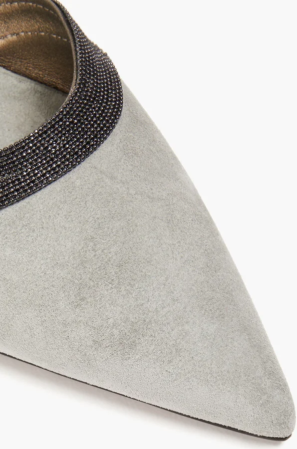 Bead-embellished suede slingback point-toe flats - Image 4