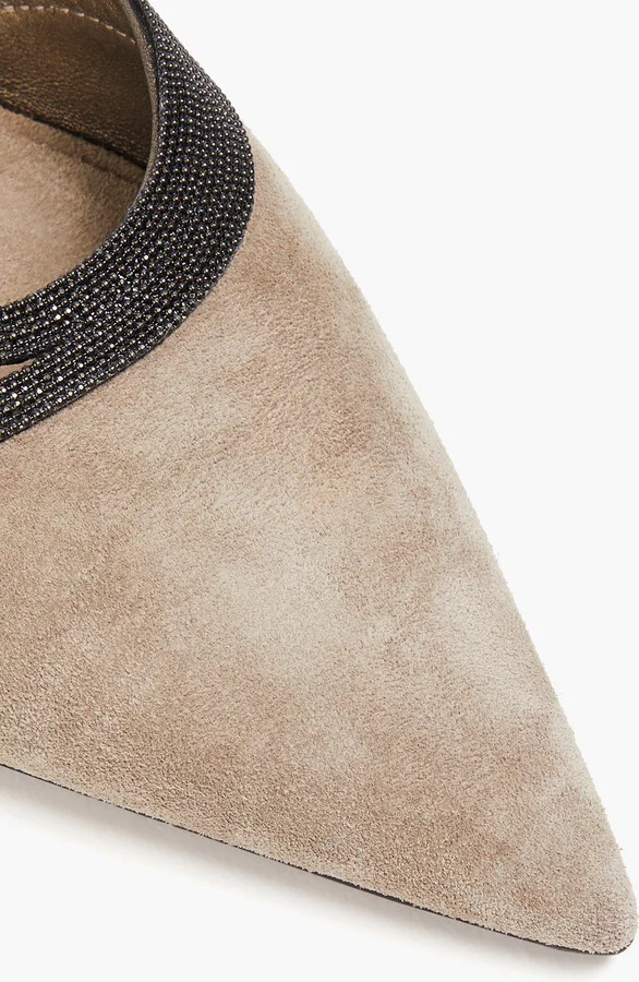 Bead-embellished suede slingback point-toe flats - Image 7