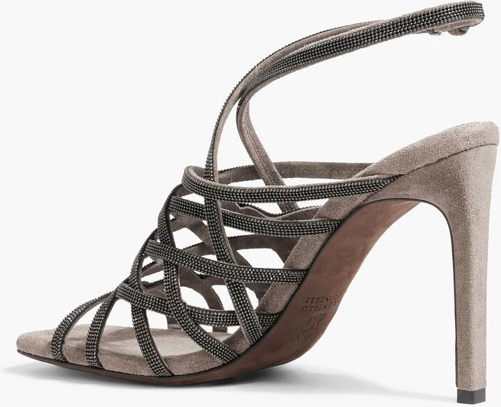 Bead-embellished suede slingback sandals - Image 3