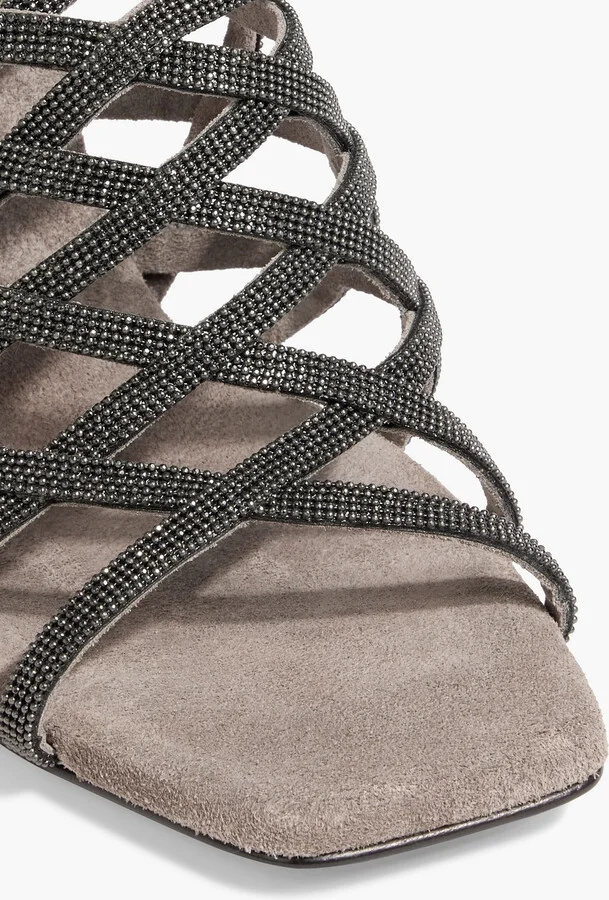 Bead-embellished suede slingback sandals - Image 4