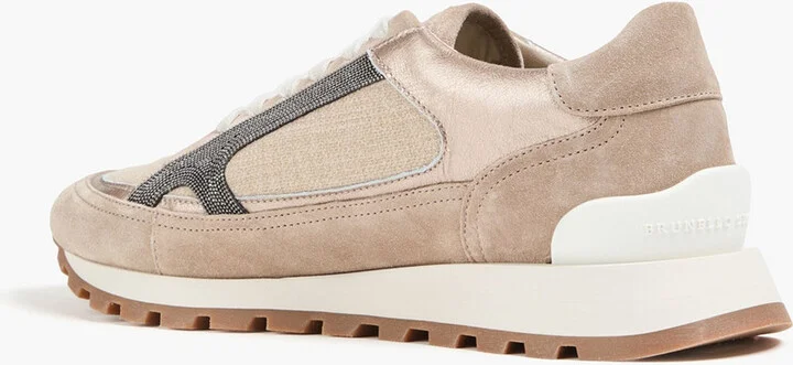 Bead-embellished suede sneakers - Image 3