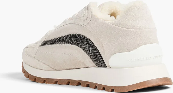 Bead-embellished suede sneakers - Image 3