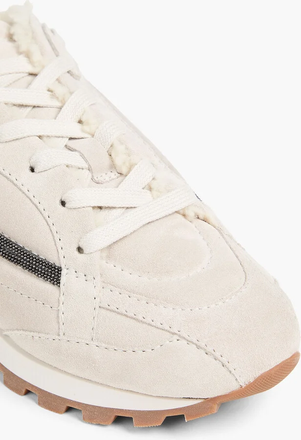 Bead-embellished suede sneakers - Image 4