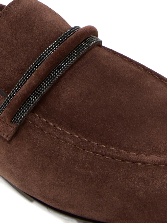 Beaded-Embellished Suede Loafers - Image 3