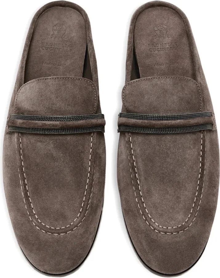 Beaded-Embellished Suede Mules - Image 2