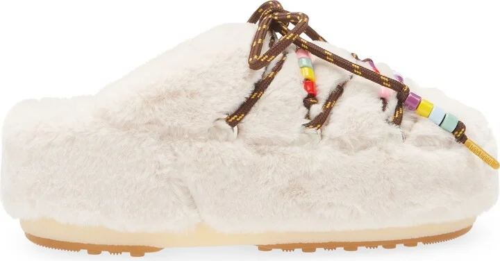 Beaded Faux Fur Clog - Image 3