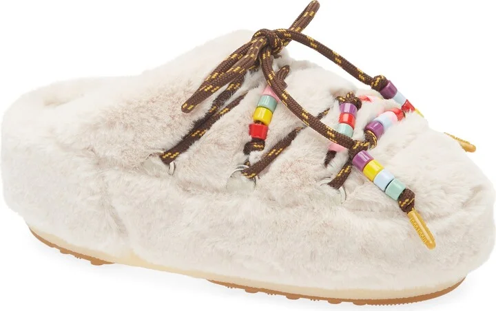 Beaded Faux Fur Clog