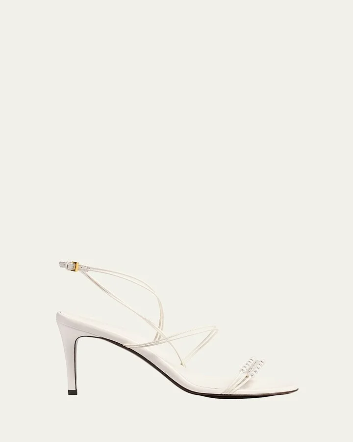 Beaded Leather Stiletto Sandals