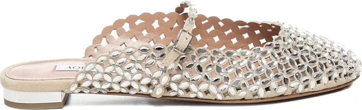 Beaded Open-Toe Mules